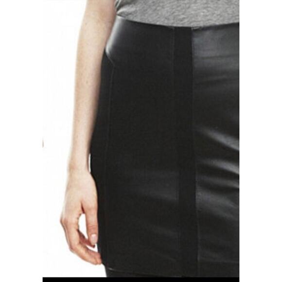 BB Dakota Damien Leather Stretch Panel Mini Skirt Size 6 Goth Festival Clubwear - Picture 2 of 9